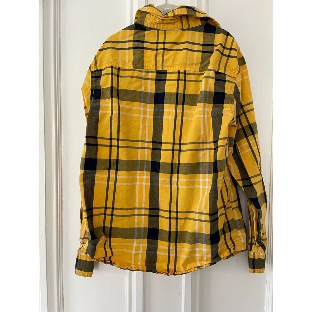 Gymboree boys yelllw plaid button down shirt L